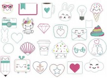 ITH - Felties Mix1  für Haarspangen, Broschen, Lesezeichen, Planer Clips, Glasmarkierer, Stifteaufsätze u.v.m.